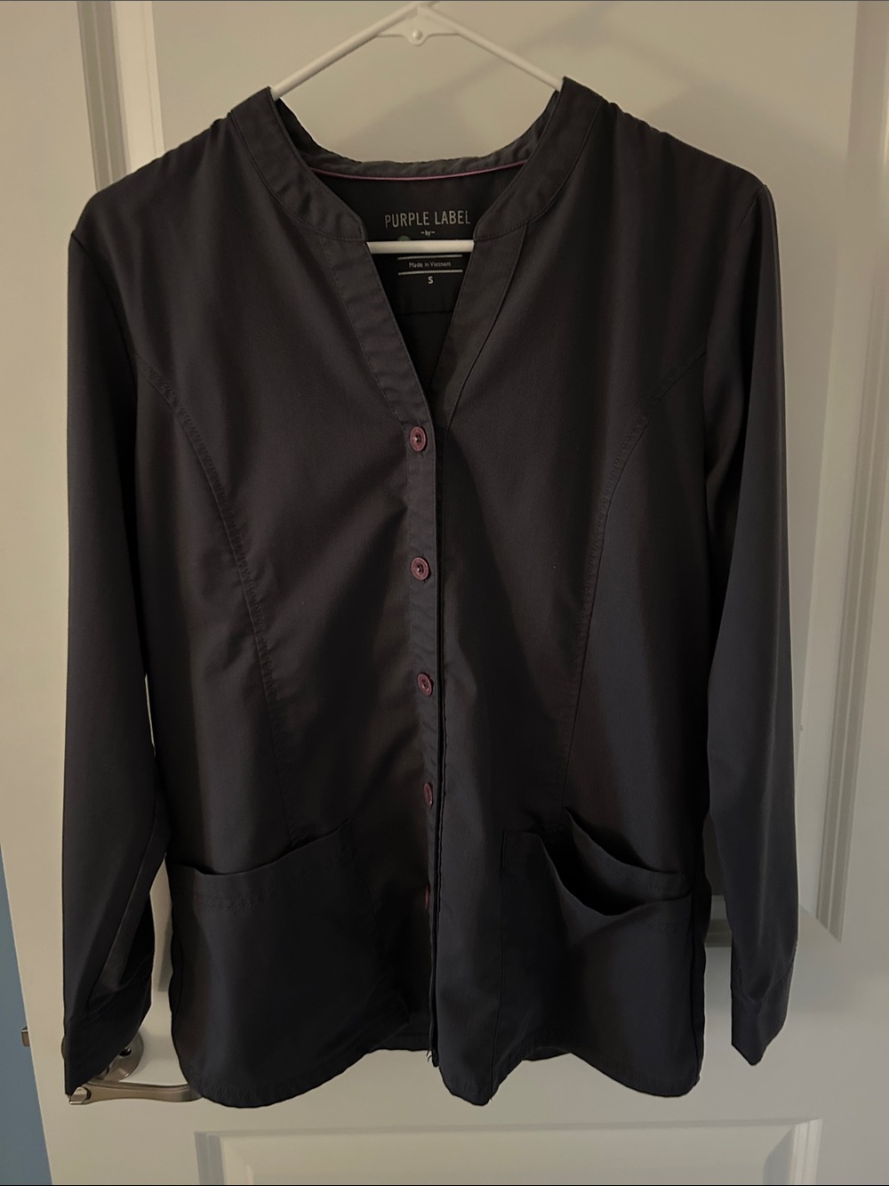 Healing hands purple label grey scrub jacket